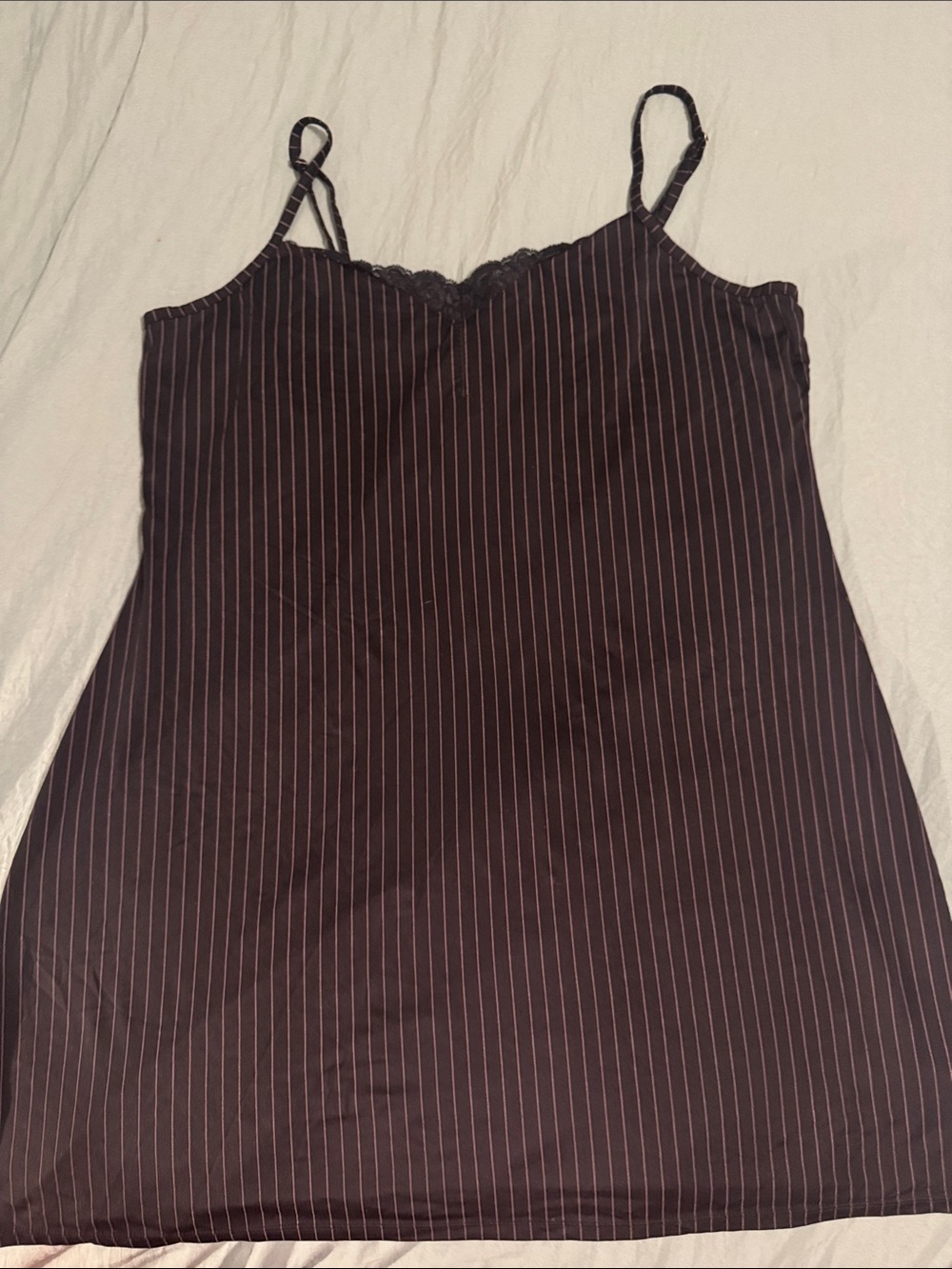 Apt. 9 Black Pinstripe Lace-Trim nightgown